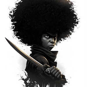 Afro Ninja art | Ninja graphics | Anime Inspired | sublimation | shirt | digital download | fan art | Posters | Ninja warriors