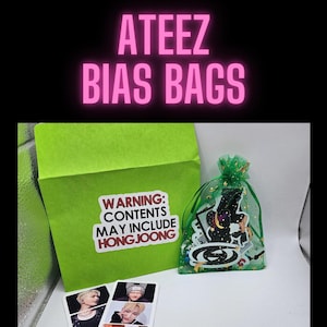 Ateez Bias OT8-tas | Mystery Box-pakket voor Kpop-groepslid | Stickers, sleutelhanger, fotokaarten