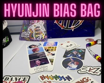 Hyunjin Bias Gift Bag | Stray Kids Mystery Box Pack | Kpop Group Merch | Stickers, Photocards, Keychains