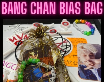 Bang Chan Bias Gift Bags | Stray Kids Mystery Box Pack | Kpop Group Merch | Stickers, Photocards, Keychains