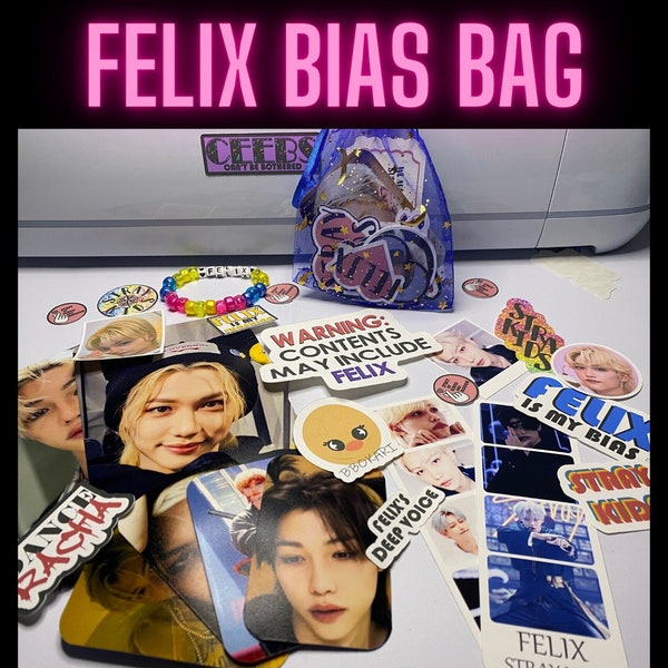 Felix Bias Gift Bag | Stray Kids Mystery Box Pack | Kpop Group Merch | Stickers, Photocards,  Keychains