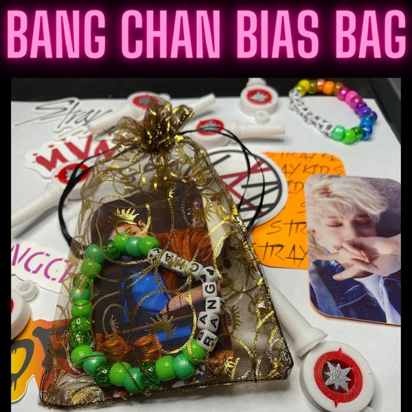 Bang Chan Bias Gift Bags | Stray Kids Mystery Box Pack | Kpop Group Merch | Stickers, Photocards, Keychains