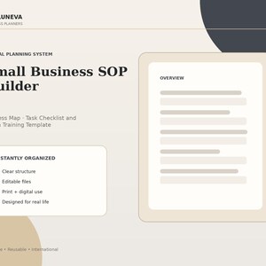 Small Business SOP Builder, Process Map, Task Checklist and Team Training Template