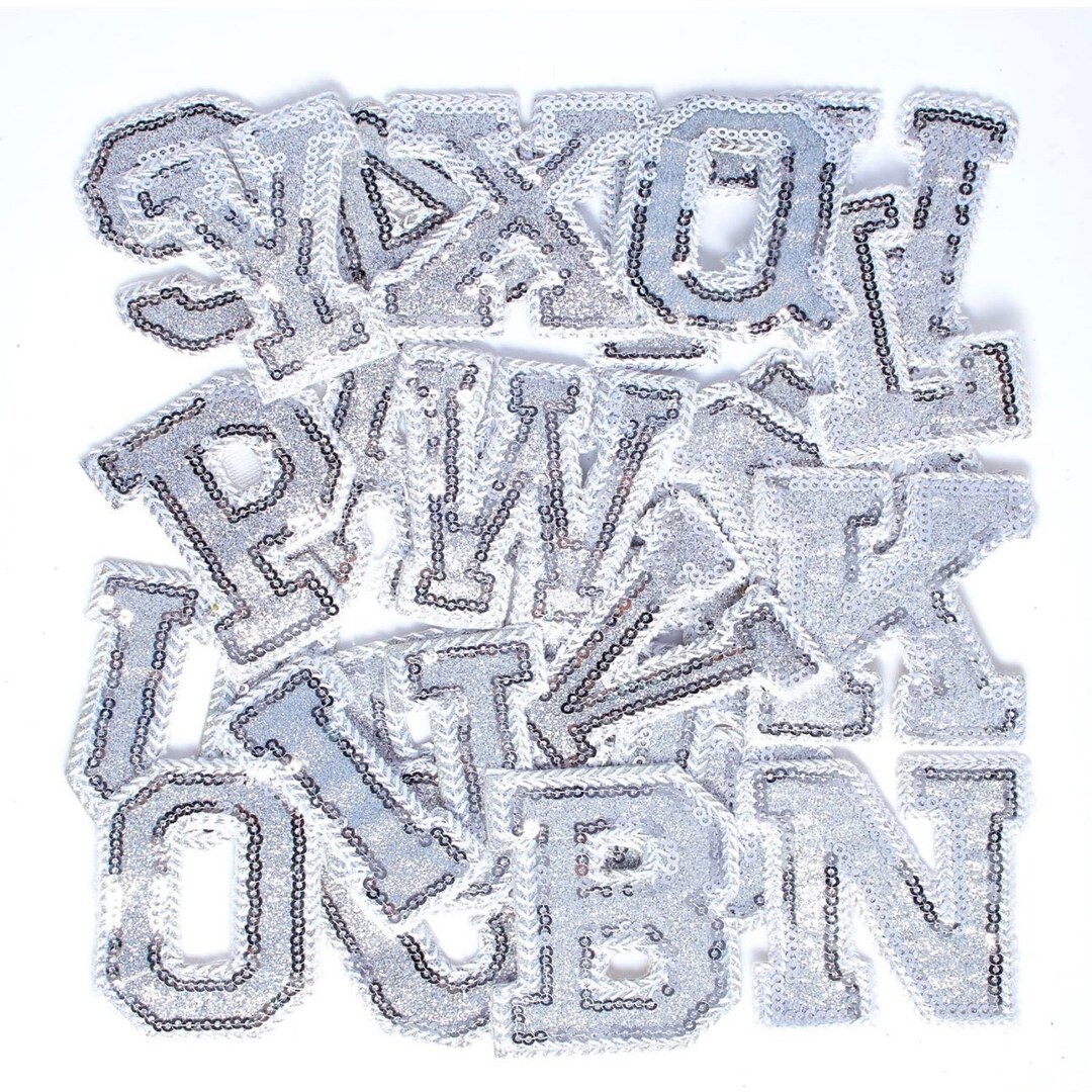 NEW Silver Sequin Letter Patches. Approx. 2. Sequin Letter. Sequin Iron