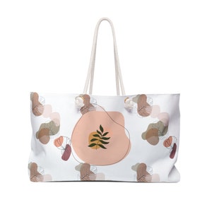 Women White Weekender Bag Art Abstract Lady Beach Bag Woman Tote Bag Art