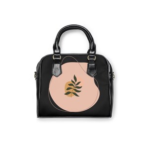 女性用ブラックショルダーハンドバッグ ハンドバッグ レザーストラップショルダーバッグ 女の子用抽象アートバッグ