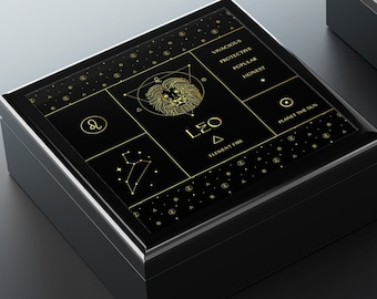 Leo Jewelry Organizer Keepsake Box, Jewelry Box Zodiac Sign Gift Valet Box Astrology Gift Treasure Box Unique Jewelry Box Horoscope Gifts
