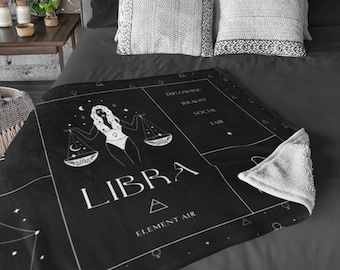 Libra Zodiac Blanket, Comfy Libra Blanket Minky Throw Blanket Gift For Libra Cozy Sofa Throw Blanket Unique Blanket Zodiac Sign Gift
