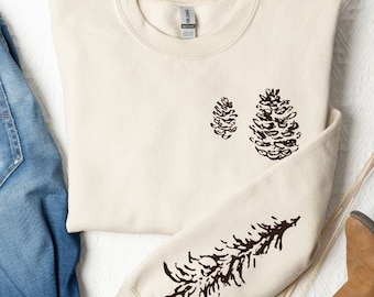 Winter Pine Sweatshirt Nature Lover Gift, Forest Sweatshirt Warm Cozy Sweatshirt Outdoorsman Gift Hiking Sweatshirt Minimalist Sweatshirt