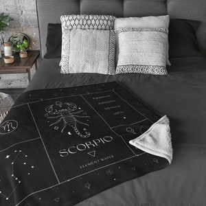Scorpio Zodiac Blanket, Comfy Scorpio Blanket Minky Throw Blanket Gift For Scorpio Cozy Sofa Throw Blanket Unique Blanket Zodiac Sign Gift