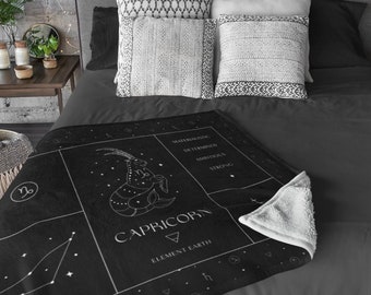 Capricorn Zodiac Blanket, Capricorn Blanket Minky Throw Blanket Gift For Capricorn Cozy Sofa Throw Blanket Unique Blanket Zodiac Sign Gift