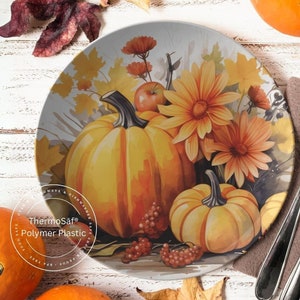 ThermoSaf Polymer Rustic Fall Pumpkin Plates Autumn Decor Rustic Fall Kitchen Dinner  Thanksgiving Dinner Plates Autumn  Decor