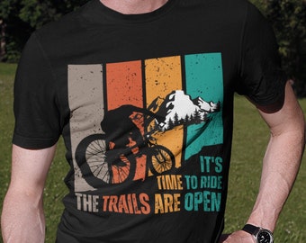 Mountain Bike Shirt Cyclist Gift For Him Witty Retro Mountain Bike Gift for Son Cycling T Shirt Trail Riding Tee Gifts For Athletic Men