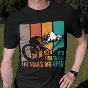 Mountain Bike Shirt Cyclist Gift For Him Witty Retro Mountain Bike Gift for Son Cycling T Shirt Trail Riding Tee Gifts For Athletic Men