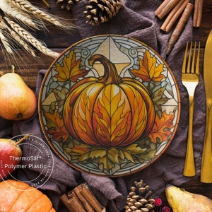 ThermoSaf Polymer Pumpkin Plates Autumn Decor  Dinner  Thanksgiving Plate Autumn  Decor Thanksgiving Decorations