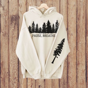 Forest Sweatshirt Nature Lover Gift Hooded Sweatshirt, Outdoorsman Gift Hiking Sweatshirt Minimalist Sweatshirt Hooded Outdoor Sweatshirt