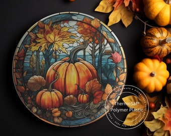 Thermosaf Polymer Rustic Fall Pumpkin Plates Autumn Decor Rustic