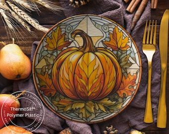 ThermoSaf Polymer Pumpkin Plates Autumn Decor  Dinner  Thanksgiving Plate Autumn  Decor Thanksgiving Decorations