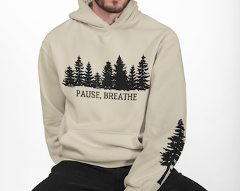 Forest Sweatshirt Nature Lover Gift Hooded Sweatshirt, Outdoorsman Gift Hiking Sweatshirt Minimalist Sweatshirt Hooded Outdoor Sweatshirt