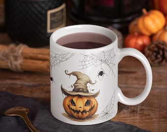 Halloween Jack O Lantern Kaffeetasse, Gruselige Gruselige Saison Tasse Haunted Dekor