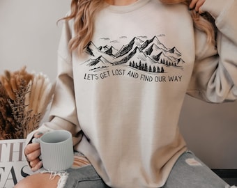 Mountain Sweatshirt Nature Lover Gift, warm cozy sweatshirt outdoorsman gift Hiking Sweatshirt minimalist sweatshirt Outdoor Sweatshirt