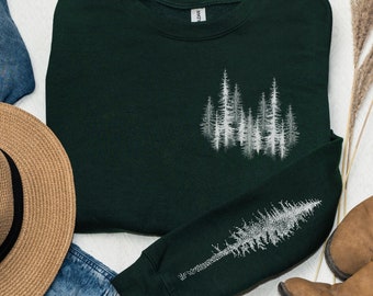 Winter Pine Sweatshirt Nature Lover Gift, Forest Sweatshirt Warm Cozy Sweatshirt Outdoorsman Gift Hiking Sweatshirt Minimalist Sweatshirt