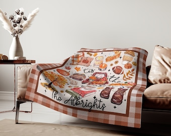Personalized Tis The Season Fall Plaid Blanket Fall Home Decor, Autumn Throw Blanket Pumpkin Decor Fall Farmhouse Decor Housewarming Gift