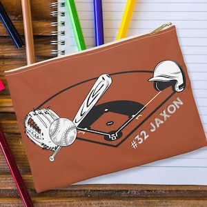 Personalized Pencil Case Baseball Gifts For Boys, Custom Pencil Bag Baseball Fan Back To School Gift School Organizer Baseball Team Gifts