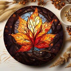 Bone China Orange and Gold Leaf Dinner Plate, Fall Kitchen Thanksgiving Dinner Plates Fall Dinnerware Autumn Table Decor Fall Plates