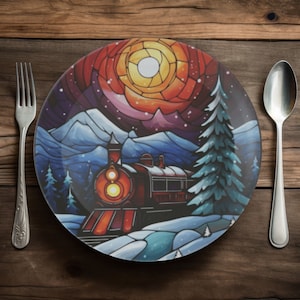 Mix & Match Holiday Train Party Plates, Christmas Train Plates Dinner Plates Lunch Plates Kitchen Train Decor Christmas Cookie Plate
