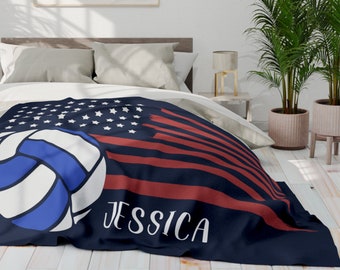 Custom Volleyball Blanket Personalized Volleyball Gift, Personalized Volleyball Player Blanket Team Gift Custom Name Blanket Sofa Throw