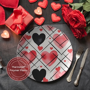 Platos de polímero ThermoSaf para cena, platos de San Valentín, decoración de cocina para San Valentín, platos de San Valentín con forma de corazón, ideas para San Valentín