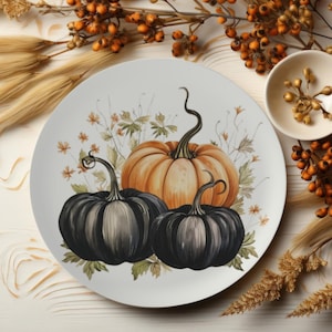 Bone China Pumpkin Plates Rustic Plate Set Cottagecore Kitchen Decor Floral Dinner Plates Dinner Party Plates Thanksgiving Dinner Plates