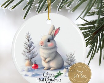 Adorno navideño para bebé 2024, adorno de cerámica personalizado con el nombre del bebé, adorno navideño personalizado para mi primer bebé, regalo para bebé recién nacido.