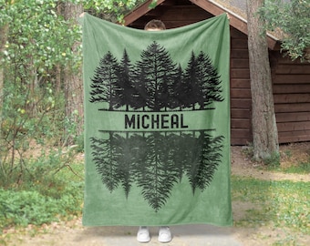Personalized Tree Blanket nature inspired decor, Minky Throw Blanket Forest Themed Home Decor Camping Blanket Customized Arborist Gifts