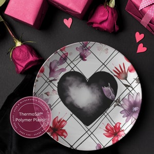 Platos de polímero ThermoSaf para cena, platos de San Valentín, decoración de cocina para San Valentín, platos de San Valentín con forma de corazón, ideas para San Valentín