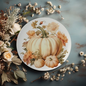 Bone China Pumpkin Plates Thanksgiving Dinnerware, Cottagecore Kitchen Decor Dinner Plates Dinner Party Plates Thanksgiving Dinner Plates