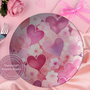 ThermoSaf Polymer Dinner Plates Valentine Plates, Valentines Day Decor Bridal Shower Plates Valentine Heart Dinner Party Plates Cake Plate