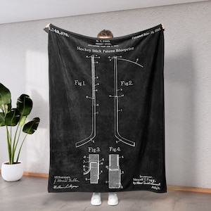 Hockeyschläger USA Patent Decke Hockeygeschenk für ihn, Hockey-Team Geschenke Hockey-Dekor Einzigartiges Sofa Decke Hockeyspieler Geschenk