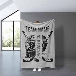 Personalized Hockey Blanket Custom Hockey Gift, Hockey Team Gifts Custom Name Blanket Sofa Throw Blanket Customizable Hockey Birthday Gift