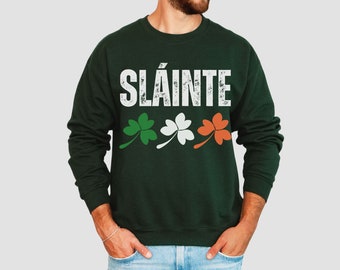 Slainte Shirt St Patrick Day Irish Sweatshirt, Irish Sweater St Patricks Day Shamrock Shirt St Patricks Day Gift Green Shamrock Sweatshirt