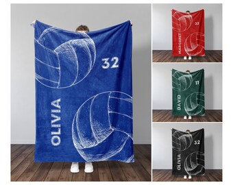 Custom Volleyball Blanket Personalized Volleyball Gift, Personalized Volleyball Player Blanket Team Gift Custom Name Blanket Sofa Throw