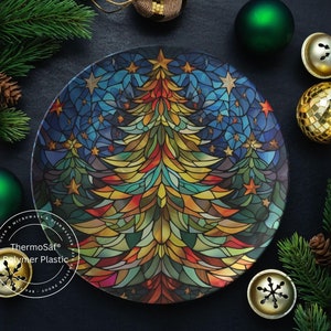 ThermoSaf Polymer Christmas Tree Dinner Plate Polymer Plate, Christmas ation Winter  Christmas Cookie Plate Decorative Plate