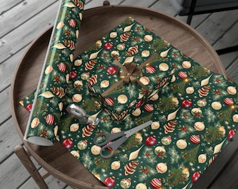 Retro Christmas Wrapping Paper, Vintage Christmas Wrapping Paper In Rolls Holiday Gift Wrap Decorative Wrapping Paper Christmas Gift Paper
