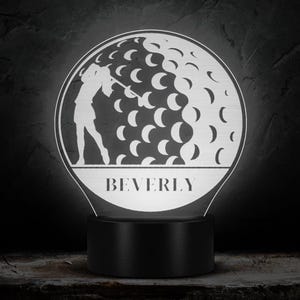 Personalized Golf LED Name Light, Custom Golf Retirement Gift Custom LED Nightlight Gift For Golfers Customized Desk Light Golf Ball Decor
