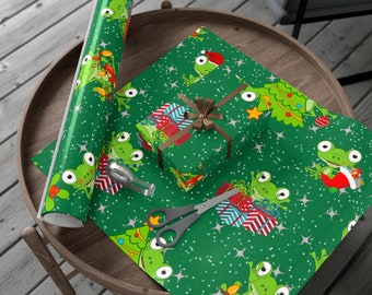Fun Frog Wrapping Paper Holiday Wrapping Paper Roll Gift Wrap For Christmas 6 Foot Roll Green Christmas Gift Wrap Paper For Frog Lover Gift