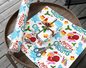 Dinosaur Christmas Wrapping Paper Roll Holiday Gift Wrap Cute Dinosaur Wrapping Paper 6 Foot Roll Gift Wrapping Paper