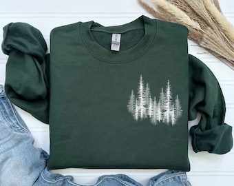 Winter Pine Sweatshirt Nature Lover Gift, Forest Sweatshirt Warm Cozy Sweatshirt Outdoorsman Gift Hiking Sweatshirt Minimalist Sweatshirt