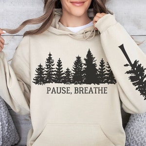 Forest Sweatshirt Nature Lover Gift Hooded Sweatshirt, Outdoorsman Gift Hiking Sweatshirt Minimalist Sweatshirt Hooded Outdoor Sweatshirt