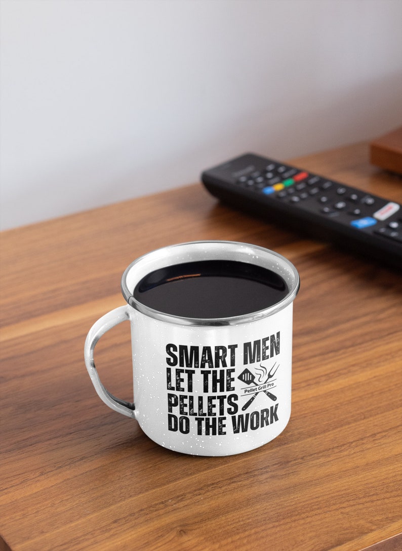 Pellet Grill Mug Grilling Gifts for Men, Meat Smoker Gifts 12 Oz Enamel
